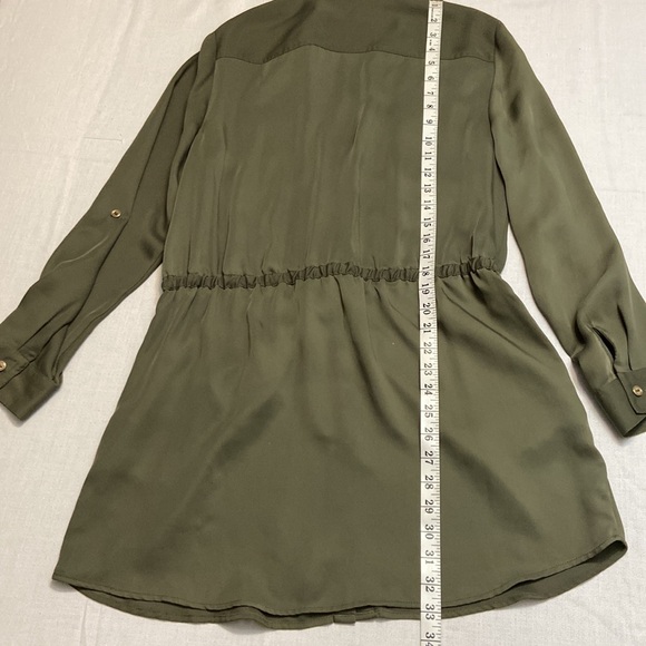 Chicos Womens Green Button Front Draw Waist Tunic Length Blouse - Size 1 (M) - Picture 10 of 10